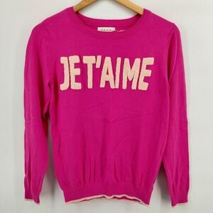 ELLE Women's‎ Pink Je T'aime French I Love You Crewneck Sweater Size Medium